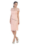 Load image into Gallery viewer, La Merchandise LA1106 Classic Short Sleeve Lace Knee Length MOB Dress - Blush - LA Merchandise