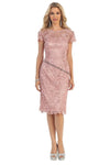 Load image into Gallery viewer, La Merchandise LA1106 Classic Short Sleeve Lace Knee Length MOB Dress - Dusty Rose M - LA Merchandise