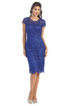 Load image into Gallery viewer, La Merchandise LA1106 Classic Short Sleeve Lace Knee Length MOB Dress - Royal-Blue - LA Merchandise