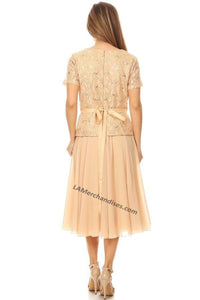 Short Sleeve sequins chiffon dress- SF8865 - - LA Merchandise