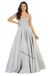 Load image into Gallery viewer, La Merchandise LA1685 A-Line Embroidered Formal Ballgown with pockets - Silver - LA Merchandise