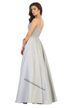 Load image into Gallery viewer, Shoulder straps embroiderer &amp; rhinestone ballgown with side 