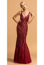 Load image into Gallery viewer, Long Mermaid Mesh Dress- LAEL2173 - BURGUNDY - LA Merchandise
