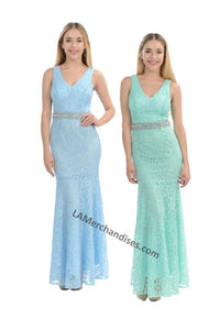 Shoulder straps sequins lace dress- LA5144