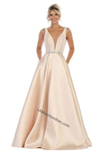 Load image into Gallery viewer, Shoulder straps sequins taffeta ballgown with side pockets- 