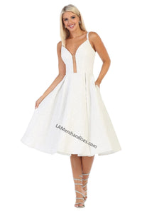 Shoulder straps short jacquard dress with pocket sides- 
