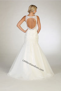 shoulder straps embroiderer & sequins bridal dress- LA7642 - - LA Merchandise