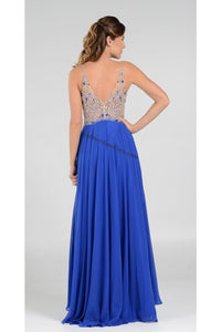 La Merchandise LAY7826 Long Detailed Halter Chiffon Formal Prom Dress - - LA Merchandise