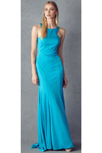 Load image into Gallery viewer, Simple Evening Gown on Sale - Turquoise / XS