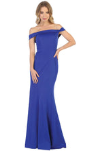 Load image into Gallery viewer, Simple Off Shoulder Evening Gown - LA1739 - ROYAL BLUE / 4