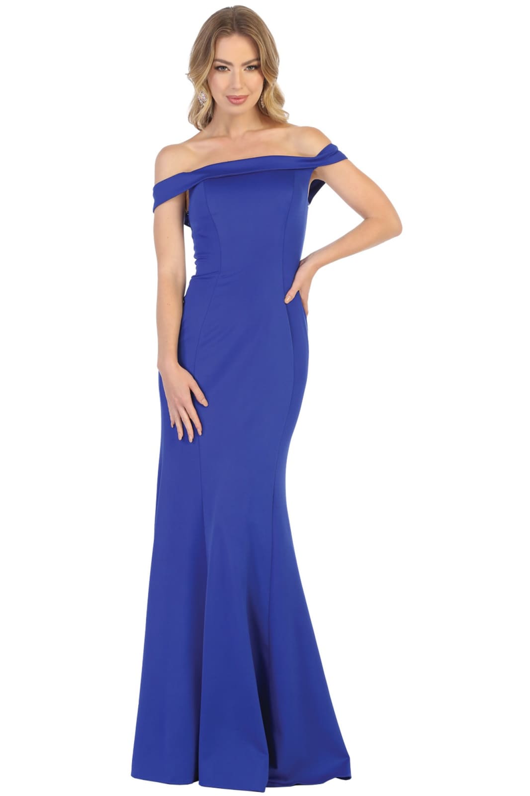 Simple Off Shoulder Evening Gown - LA1739 - ROYAL BLUE / 4