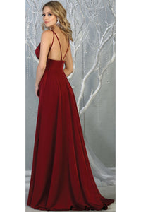 La Merchandise LA1704 Simple Sexy Double Strap Long Evening Gown - - LA Merchandise