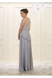Sleeveless embroider & mesh chiffon dress- LA1543 - - LA Merchandise