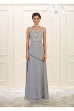 Load image into Gallery viewer, Sleeveless embroider &amp; mesh chiffon dress- LA1543 - Silver - LA Merchandise