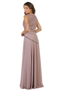 Sleeveless embroiderer & rhinestone chiffon dress- MQ1519