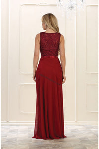 Sleeveless embroiderer & rhinestone chiffon dress- MQ1519