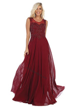 Load image into Gallery viewer, Sleeveless embroidery &amp; rhinestone long chiffon dress- LA1620 - - LA Merchandise