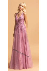 Sleeveless embroiderer & sequins Long Mesh Dress- L2263
