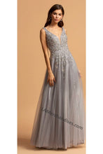 Load image into Gallery viewer, Sleeveless embroiderer &amp; sequins Long Mesh Dress- L2263
