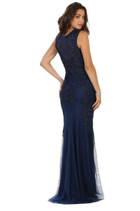 Sleeveless embroiderer & sequins mesh dress- LA7524 - - LA Merchandise