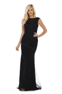Sleeveless embroiderer & sequins mesh dress- LA7524 - Black - LA Merchandise