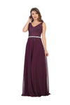 Load image into Gallery viewer, La Merchandise LA1701 Sleeveless Lace Applique &amp; Chiffon Evening Dress - EGGPLANT - Dress LA Merchandise