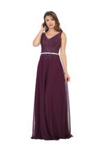 Load image into Gallery viewer, Sleeveless Lace Applique Evening Dress- LA1701 - EGGPLANT / 