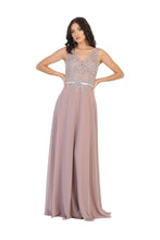 Load image into Gallery viewer, Sleeveless Lace Applique Evening Dress- LA1701 - MAUVE / 20 