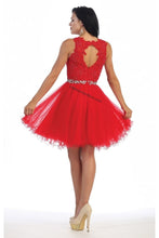 Load image into Gallery viewer, Sleeveless lace applique mesh sassy short dress- LA1280 - - LA Merchandise