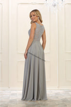 Load image into Gallery viewer, Sleeveless lace applique &amp; rhinestone chiffon dress- MQ1539