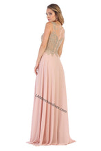 Load image into Gallery viewer, Sleeveless lace applique &amp; rhinestone long chiffon dress- 