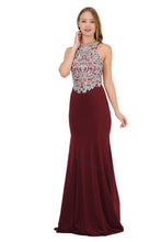 Load image into Gallery viewer, Sleeveless Lace Applique &amp; Rhinestone Long Heavy Jersey 