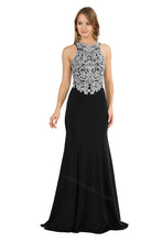 Load image into Gallery viewer, Sleeveless Lace Applique &amp; Rhinestone Long Heavy Jersey 