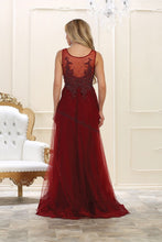Load image into Gallery viewer, Sleeveless pearls &amp; rhinestones long mesh dress- LA7569 - - LA Merchandise