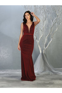 Sleeveless Prom Dress LA1698 - BURGUNDY / 12 - Dress