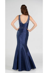 La Merchandise LAY7722 Sleeveless Rhinestone Mikado Mermaid Dress - - LA Merchandise