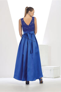 Sleeveless sequins high low satin dress- LA1411 - - LA Merchandise