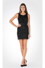 Load image into Gallery viewer, Sleeveless sequins short mesh dress- PY7838