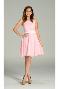 La Merchandise LAY7290 Sleeveless short chiffon bridesmaid Party dress - Blush - LA Merchandise