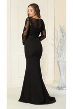 Load image into Gallery viewer, Sheer Long Sleeve Mermaid Evening Gown - LA1847 - - LA Merchandise