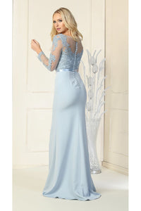 Sheer Long Sleeve Mermaid Evening Gown - LA1847 - - LA Merchandise