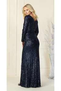 La Merchandise LA1843 Long Sleeve Full Sequined Formal Evening Gown - - LA Merchandise