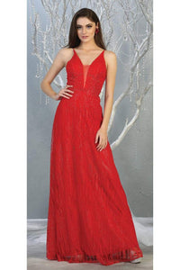 Special Occasion Glitter Formal Dress - RED / 2