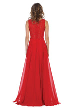Load image into Gallery viewer, Sleeveless lace applique &amp; rhinestone chiffon dress- MQ1539
