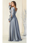 Cargar imagen en el visor de la galería, La Merchandise LA1857 Split Long Sleeve V-Neck Bridesmaid Dress - - LA Merchandise