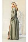 Cargar imagen en el visor de la galería, La Merchandise LA1857 Split Long Sleeve V-Neck Bridesmaid Dress - - LA Merchandise