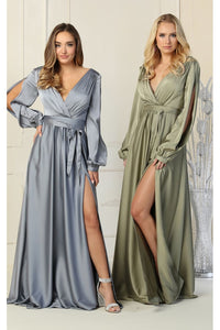 Split Long Sleeve Evening Gown