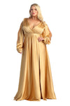 Load image into Gallery viewer, La Merchandise LA1857 Split Long Sleeve V-Neck Bridesmaid Dress - GOLD - LA Merchandise
