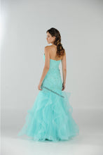 Load image into Gallery viewer, Strapless embroiderer &amp; rhinestone mesh long dress- PY8198