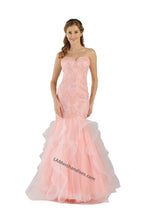 Load image into Gallery viewer, La Merchandise LAY8198 Strapless Embroidered Long Mermaid Formal Dress - Blush - LA Merchandise